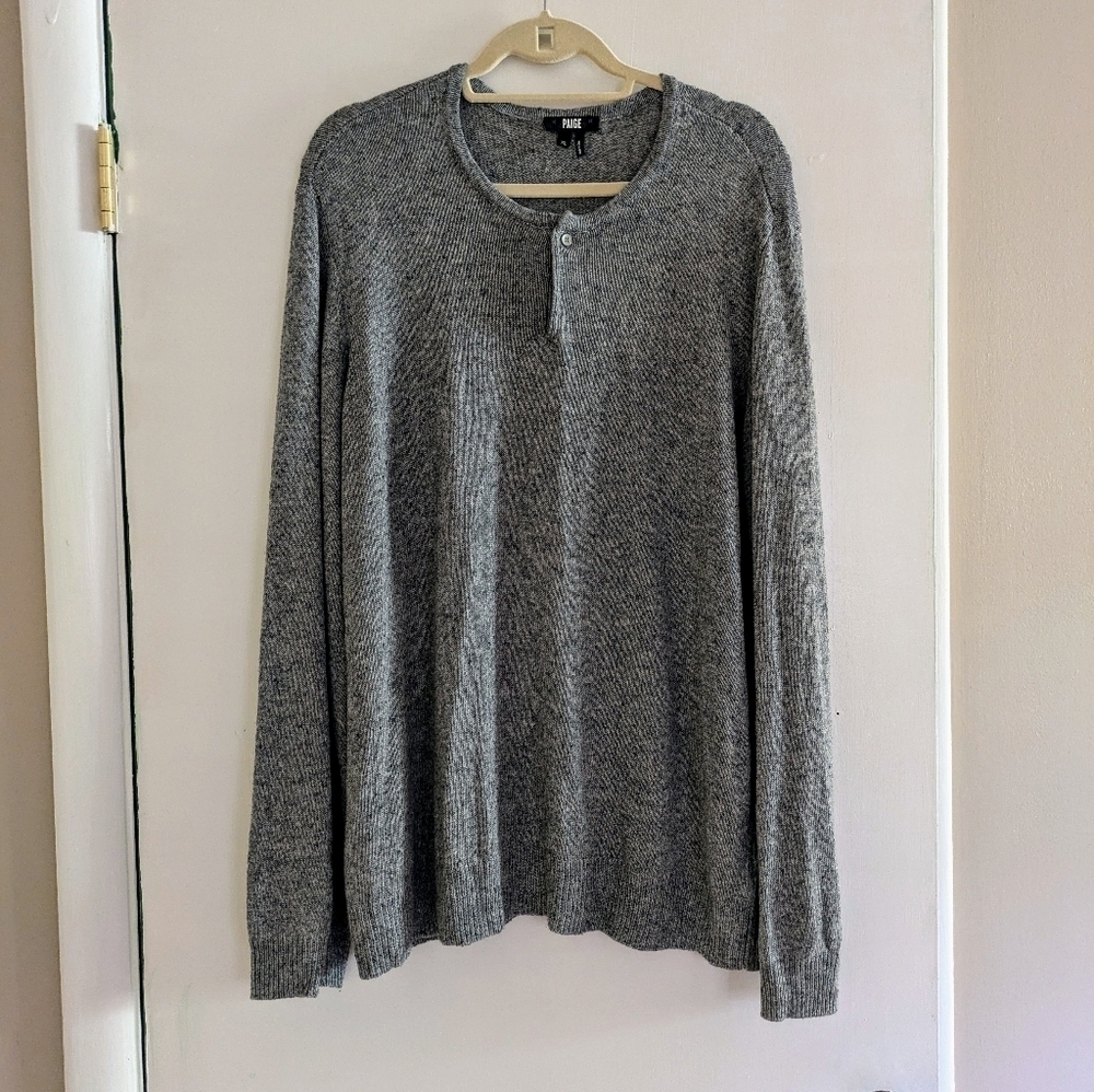 Paige Men's XL Long Sleeve Fielder Henley Sweater Heather Grey - Picture 3 of 6